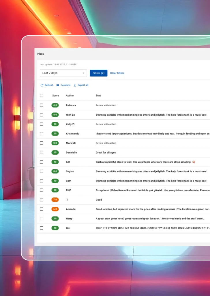 Screenshot des TrustYou CXP-Posteingangs