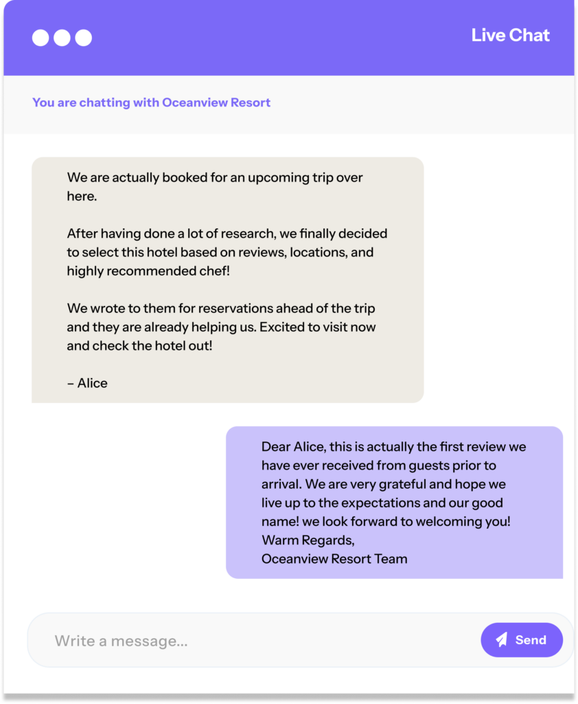Hotel AI chatbot screenshot from TrustYou’s AI Agents product.