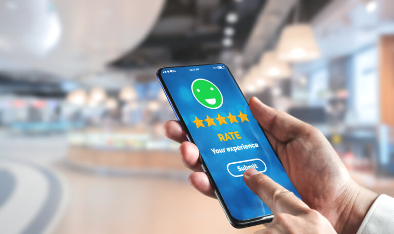 a person completing a feedback survey via phone