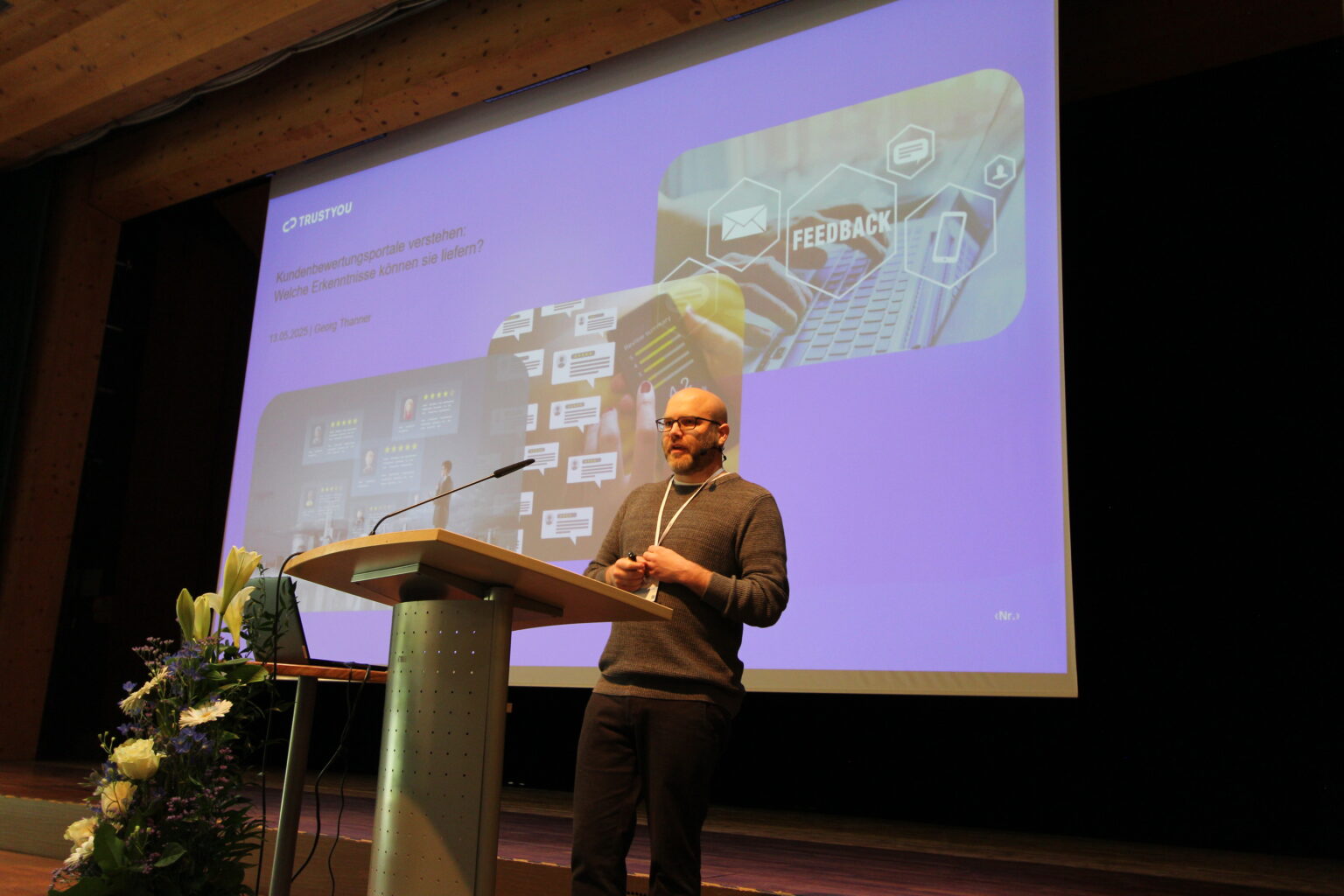 Georg Thanner delivering his keynote speech on quality in tourism