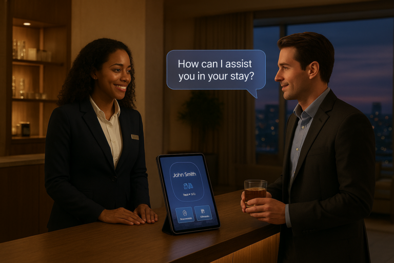Hotel staff using a guest's golden profile to provide an excellent guest experience.